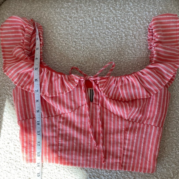 Free People Young Love Coral Striped Crop Top XS - Picture 10 of 10